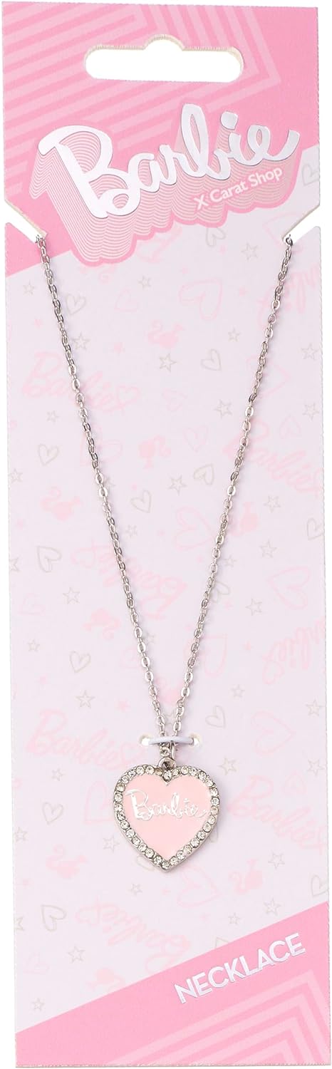 Barbie™ Rosa Emaille-Herz-Anhänger-Halskette mit Kristall, Einheitsgröße, Zink