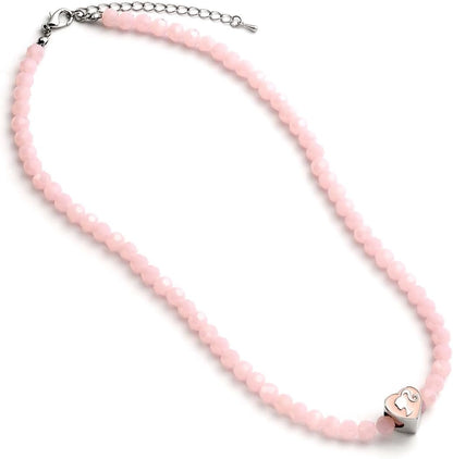 Barbie™ Rosa Perlen-Halskette mit herzförmigem Silhouetten-Anhänger, Einheitsgröße, Zink, Barbie Pink Bead Necklace With Heart Shaped Silhouette Pendant, Barbie™ ️ Roze kralen ketting met hartvormige silhouet charme, Eén maat, Zink