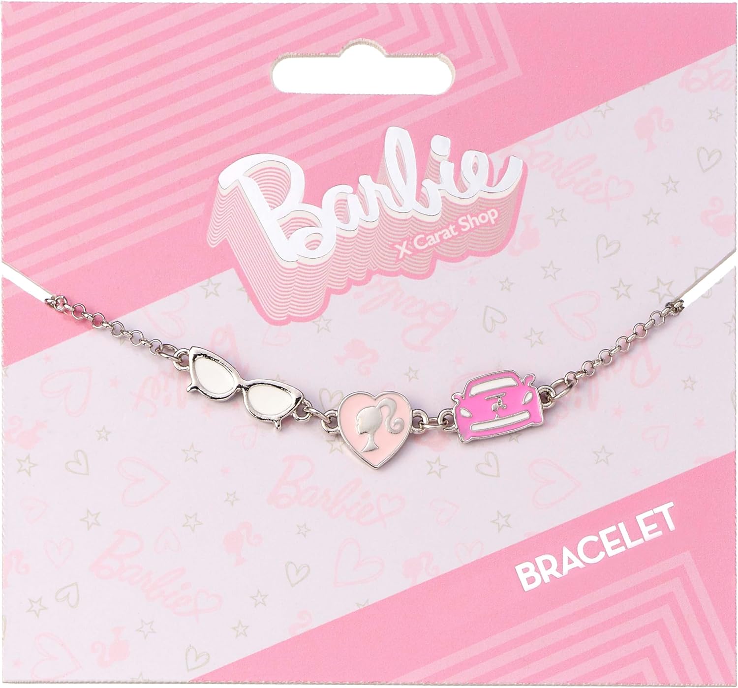 Barbie™️ Charm Bracelet with three classic Charms - Silhouette, Glasses and Corvette