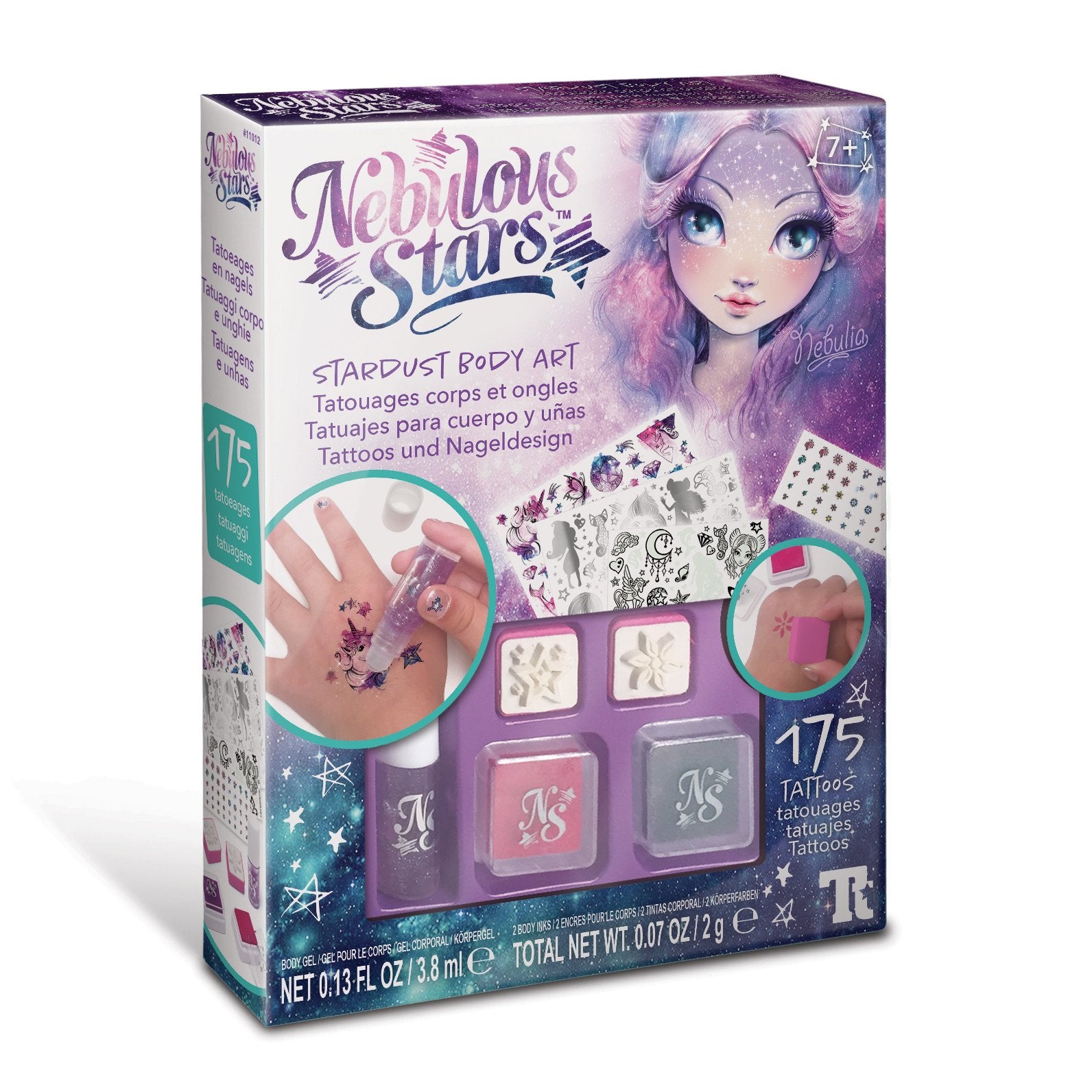 Nebulous Stars Creative Tattoo and Nail Art Set with Tattoo and Body Paint for Skin and Nails for Girls Aged 7+