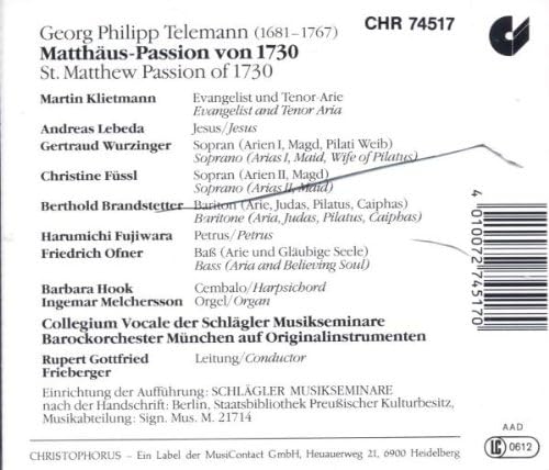 Matthaeus-passion Von 1730