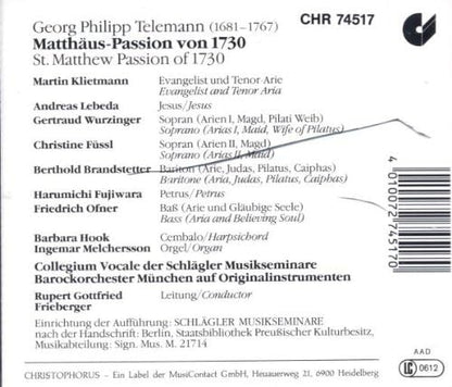 Matthaeus-passion Von 1730