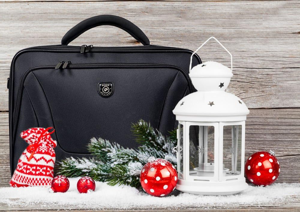 Port Designs Courchevel Clamshell Laptop/Notebook/Chromebook Professional Business Briefcase Sleeve Bag for 15 inch Windows/Macbook Student/Work Laptops - Black