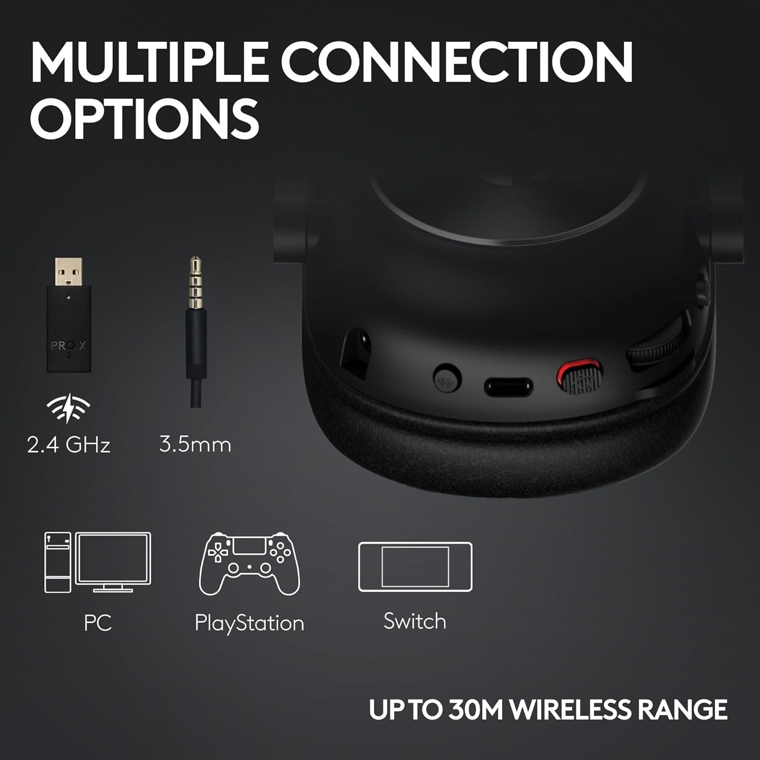 Logitech G PRO X 2 LIGHTSPEED Auriculares Gaming Inalámbricos, Micrófono Brazo Desmontable, Transductores Grafeno 50 mm, DTS:X 2.0-7.1 Surround, Bluetooth/USB/3.5 mm,PC,PS4,PS5,Nintendo Switch, Blanco