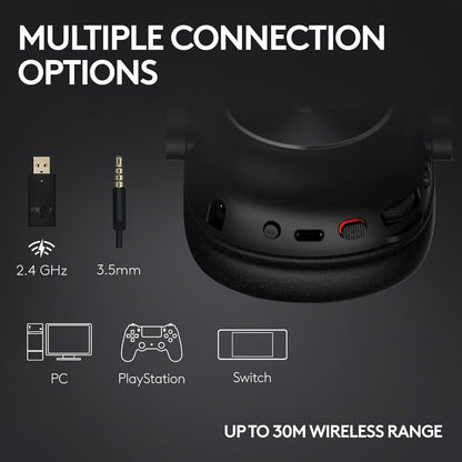 Logitech G PRO X 2 LIGHTSPEED Auriculares Gaming Inalámbricos, Micrófono Brazo Desmontable, Transductores Grafeno 50 mm, DTS:X 2.0-7.1 Surround, Bluetooth/USB/3.5 mm,PC,PS4,PS5,Nintendo Switch, Blanco