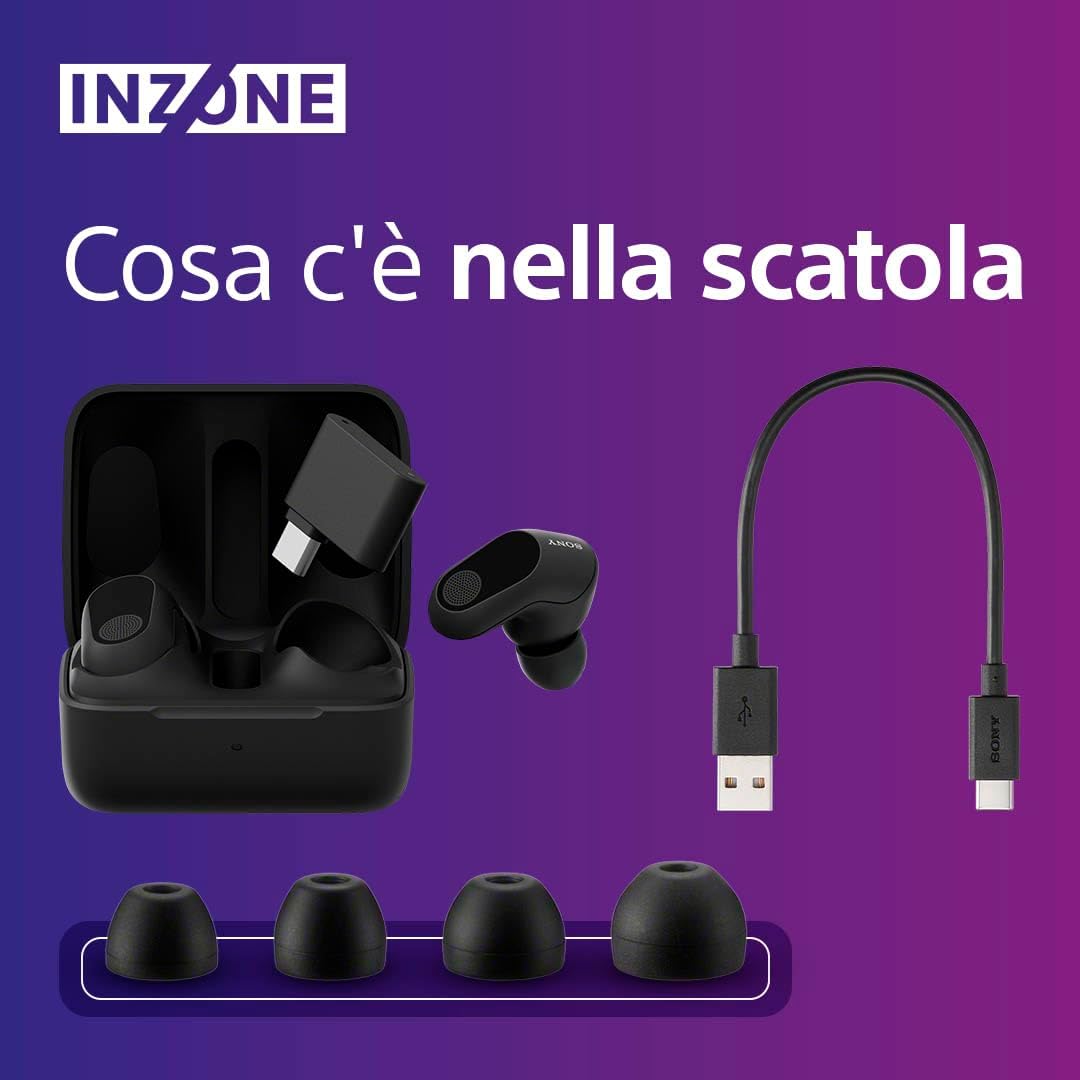 Sony INZONE Buds - True Wireless Gaming Earbuds, 360 Spatial Sound, Light Weight, Comfortable Fit, Active Noise Cancelling, AI Microphone, 24hr Battery, Low Latency Dongle, PC & PS5 Compatible
