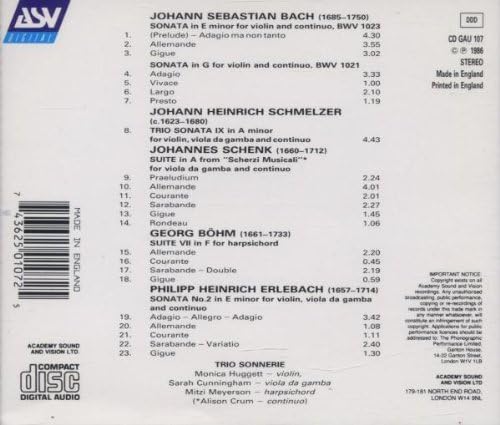 Sonatas for Violin and Continuo (Trio Sonnerie)