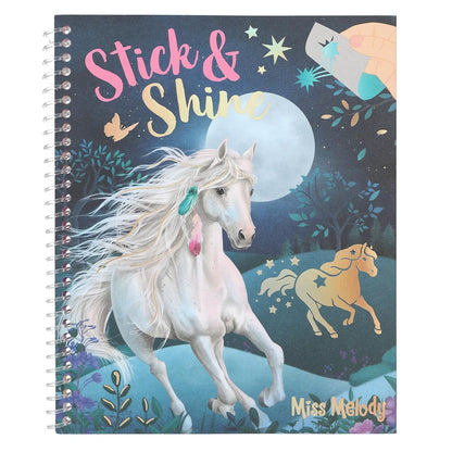 Depesche 12471 Miss Melody Stick & Shine Colouring Book, 24 Pages with Great Horse Motifs, for Colouring and Designing