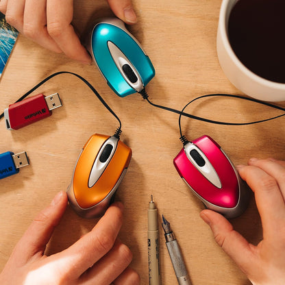 Verbatim Go Mini - USB Optical Travel Mouse with Retractable Cable, caribbean