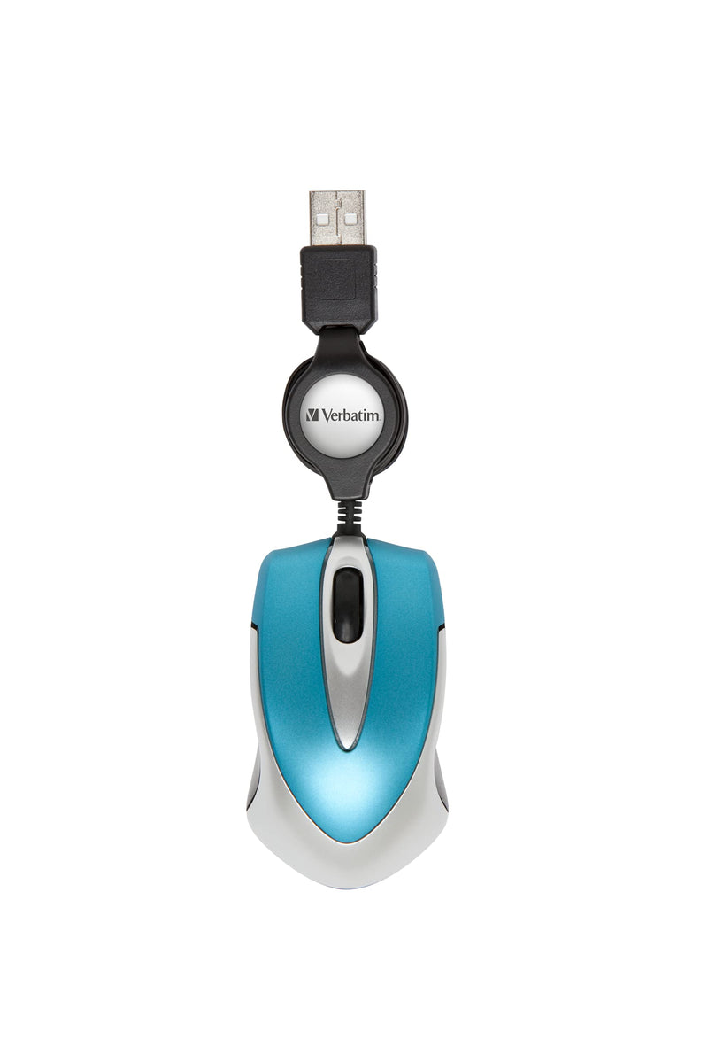 Verbatim Go Mini - USB Optical Travel Mouse with Retractable Cable, caribbean
