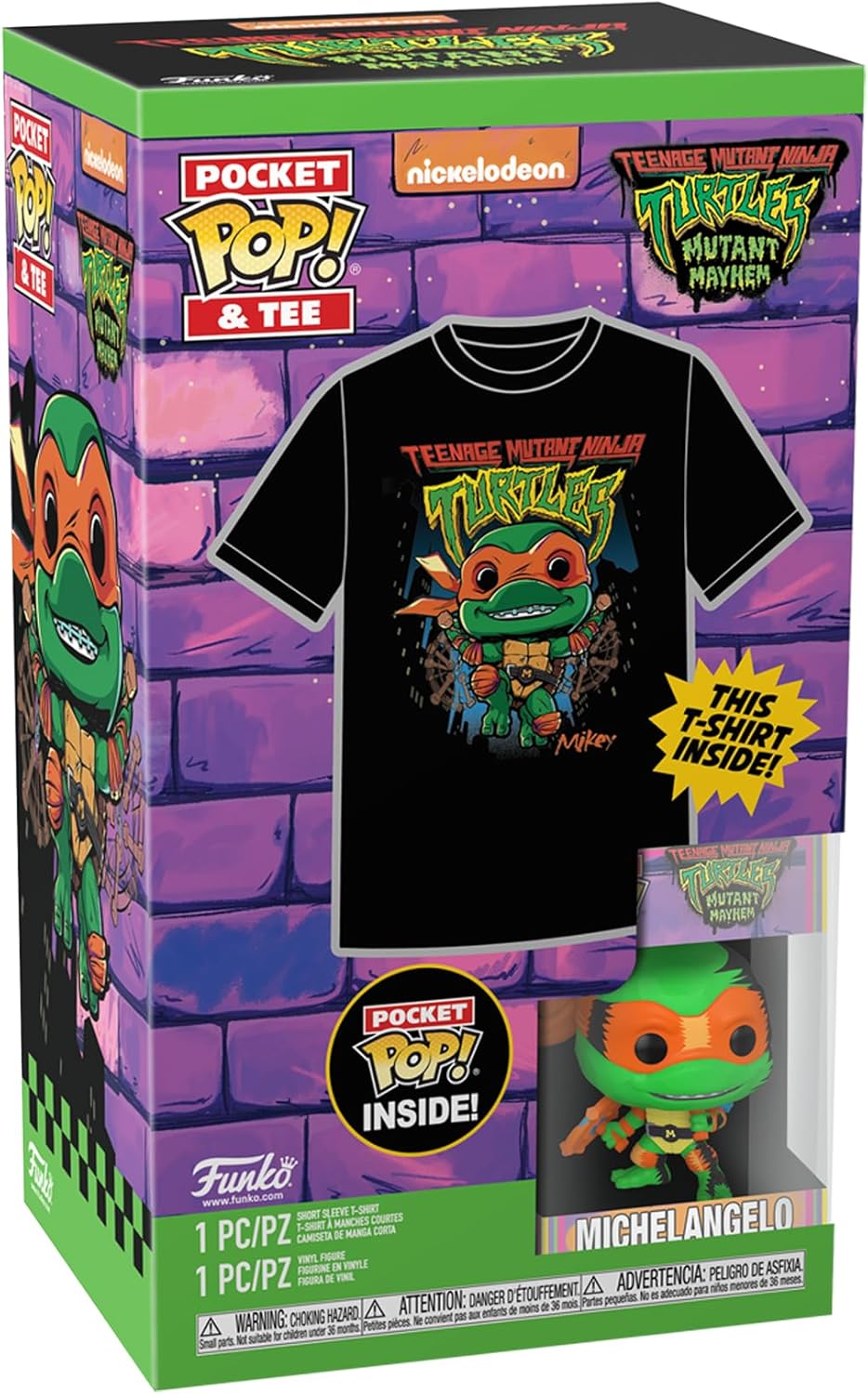 Funko Pocket Pop! & Tee: Teenage Mutant Ninja Turtles - (Teenage Mutant Ninja Turtles (TMNT) ) - Large - (L) - T-Shirt - Clothes With Collectable Vinyl Minifigure - Gift Idea for Adults Unisex Men