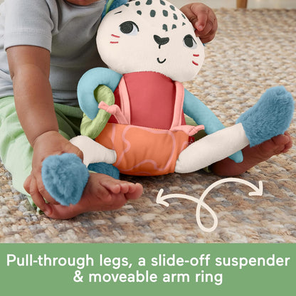 Fisher-Price Planet Friends Leopardo de Las Nieves, Juguete sensorial para bebé recién Nacido, Fabricado con un 95% de plástico Reciclado y envasado con Certificado FSC (Mattel HKD64