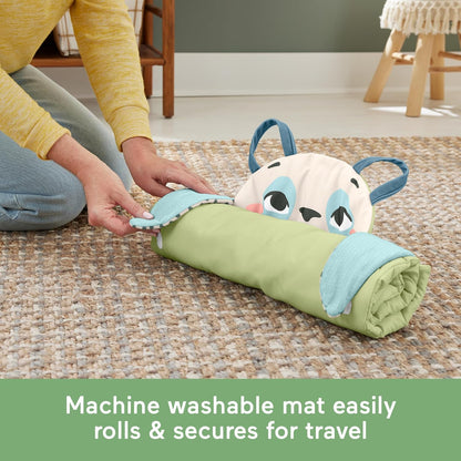 Fisher-Price Planet Friends Alfombra Panda 3 en 1 Manta de actividades, recién nacido, fabricado con un 90% de plástico reciclado y embalaje certificado FSC, (HKD65