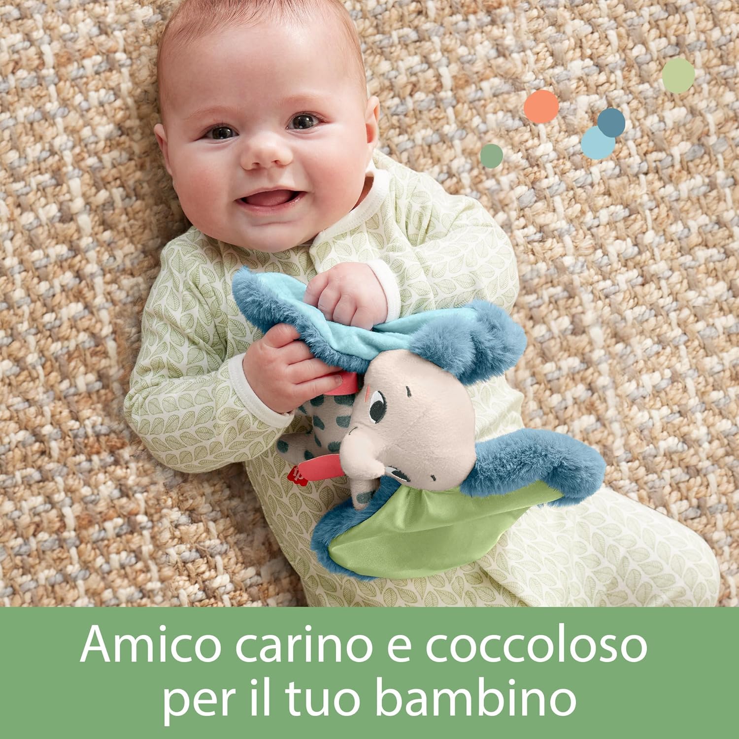 Fisher-Price Baby Sensory Toy Planet Friends All Ears Lovey, Plush Elephant for Newborns Ages 3+ Months, Made of 90% recycled Plastic and FSC certified packaging, HKD63