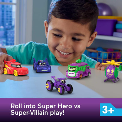 Fisher-Price DC Batwheels 1:55 Scale Toy Cars 5-pack, Bam Batmobile Redbird Prank Bibi & Quizz, Batcast Metal Diecast Vehicles, Ages 3+, HML21 Confetti Pack