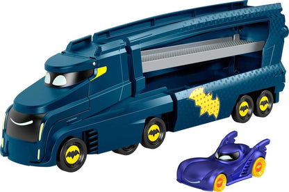Fisher-Price DC Batwheels Toy Hauler and Car, Bat-Big Rig with Ramp and Bam the Batmobile 1:55 Scale Diecast Toy Vehicle, Ages 3+ Years, HMX07