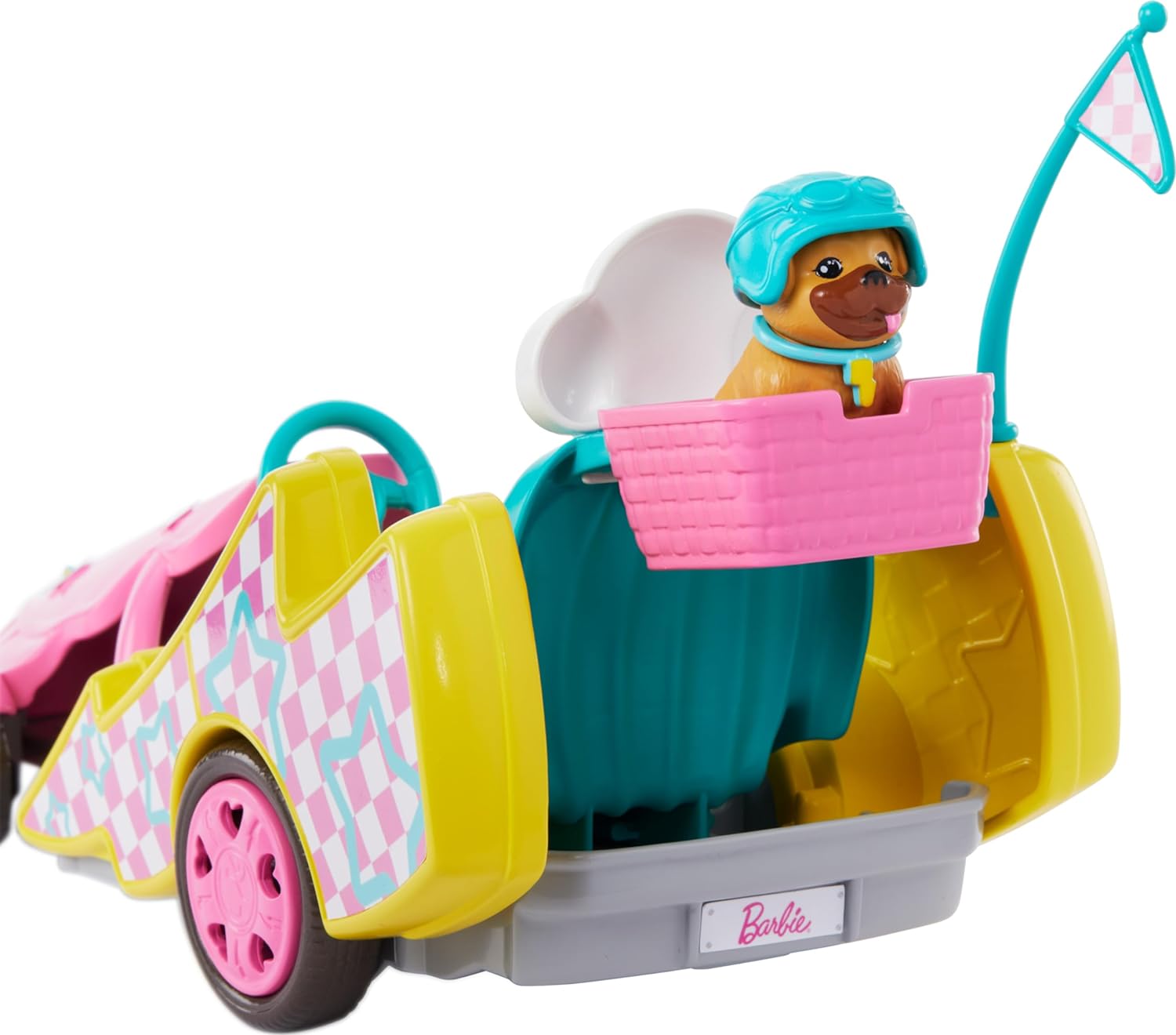 Barbie Muñeca Stacie con Kart Coche de Juguete, Mascota y Accesorios, de la película Stacie al Rescate, +3 años (Mattel HRM08
