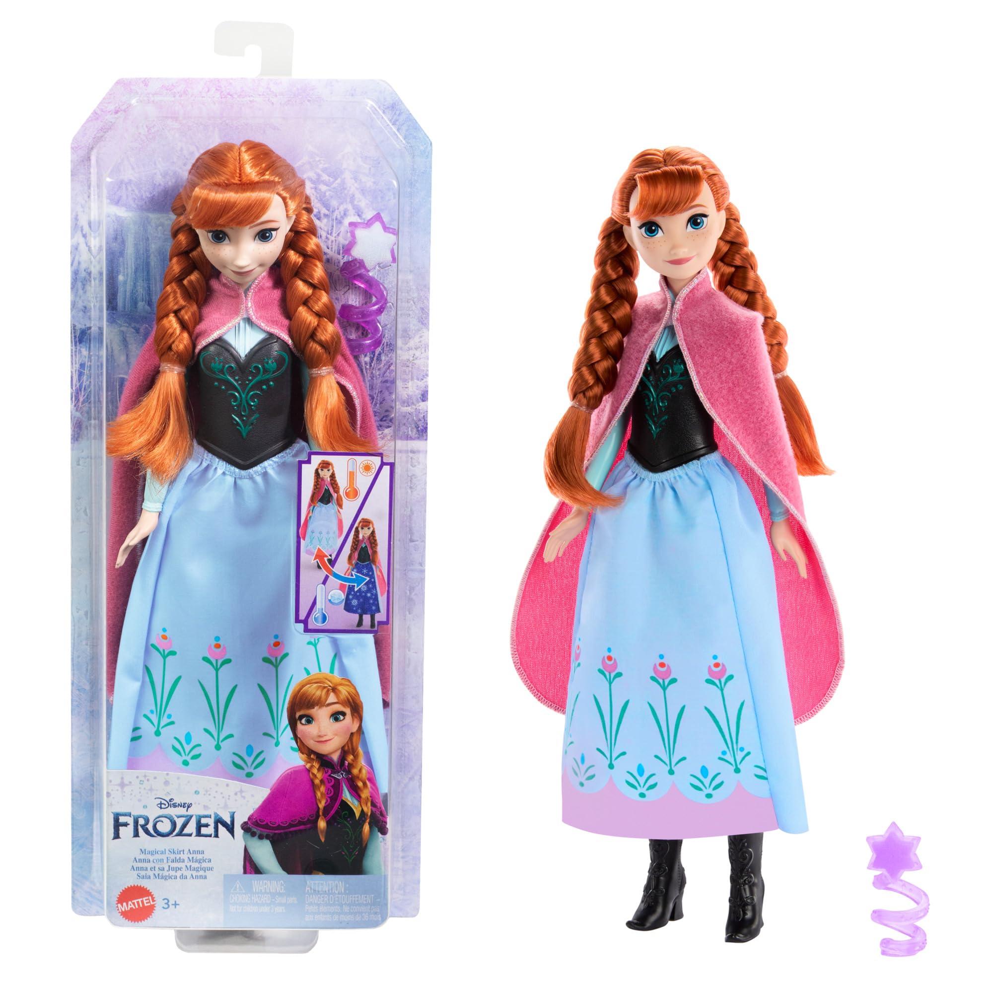 Disney Frozen Anna Magical Color-Change Skirt Fashion Doll, Inspired by Disney Movie, Posable, HTG24