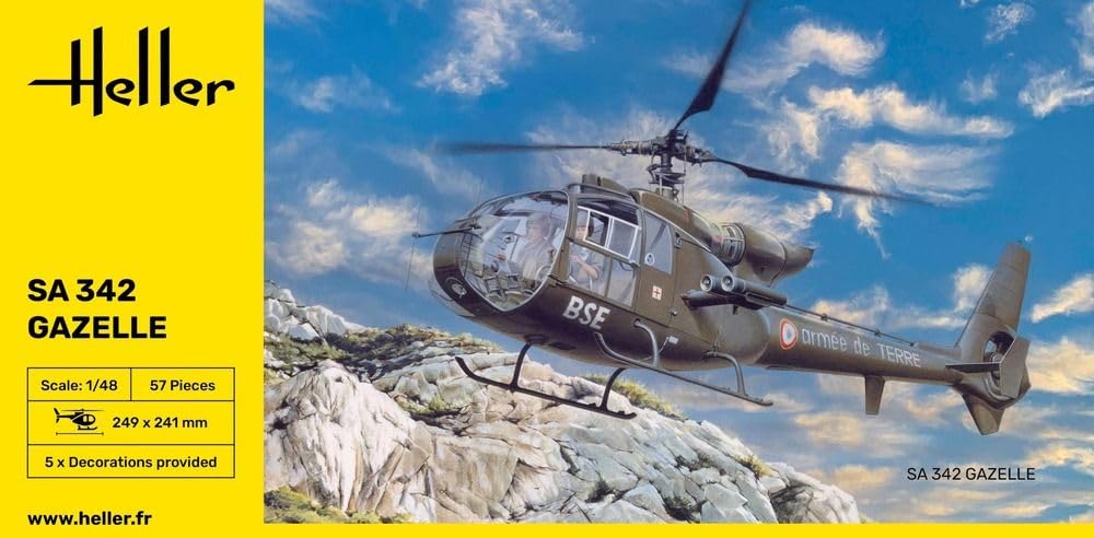 Heller- SA 342 L Gazelle Model Kit Ejército Maqueta, Mittel (80486