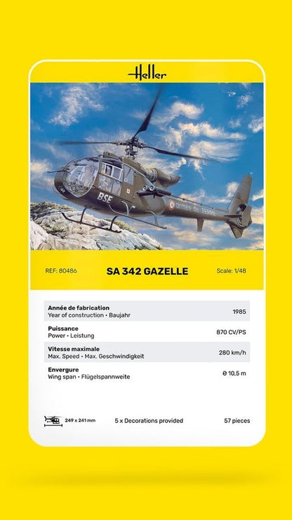 Heller- SA 342 L Gazelle Model Kit Ejército Maqueta, Mittel (80486
