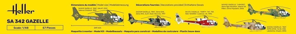 Heller- SA 342 L Gazelle Model Kit Ejército Maqueta, Mittel (80486