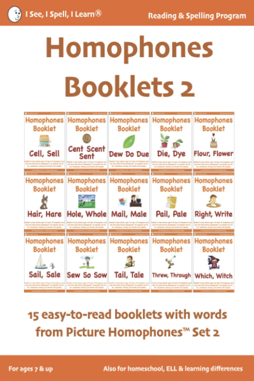 HOMOPHONES BOOKLETS 2 - Fun & Easy-to-Read 15 Booklets with words from Picture Homophones™ SET 2: For children in K-5, dyslexia, English Language ... Flashcards, Kindle with Audio & Workbooks