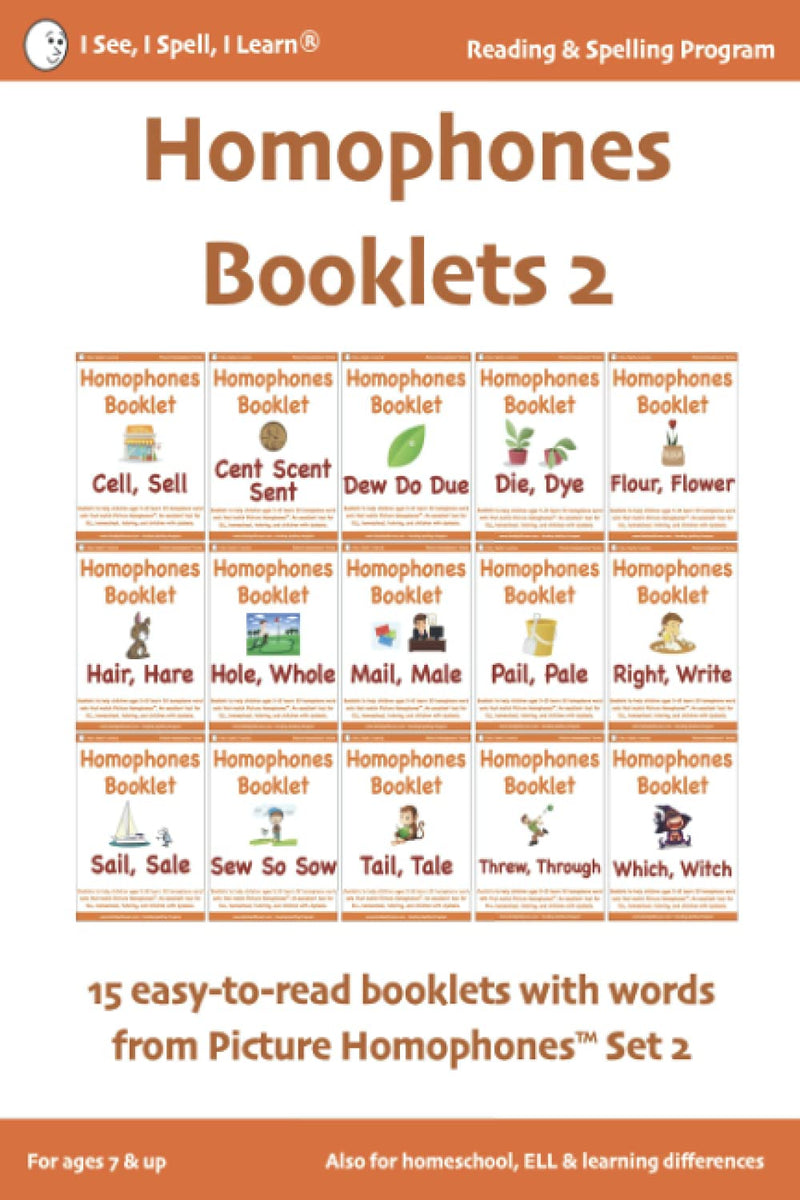 HOMOPHONES BOOKLETS 2 - Fun & Easy-to-Read 15 Booklets with words from Picture Homophones™ SET 2: For children in K-5, dyslexia, English Language ... Flashcards, Kindle with Audio & Workbooks