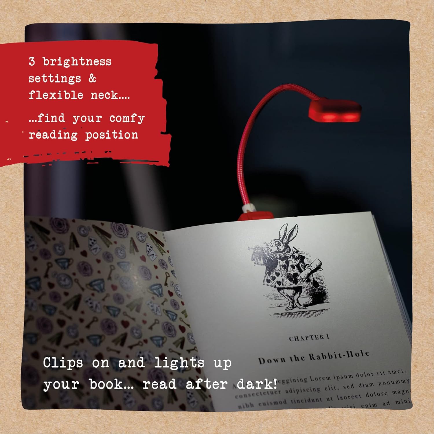 IF Book Lover's Reading Light - Alice, Red One Size Red