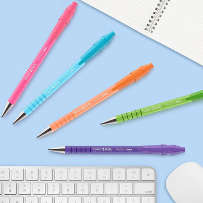 Paper Mate Flexgrip Ultra Retro Ballpoint Pens | Medium Point (1.0mm) | Blue Ink | Retro Barrels | 5 Count