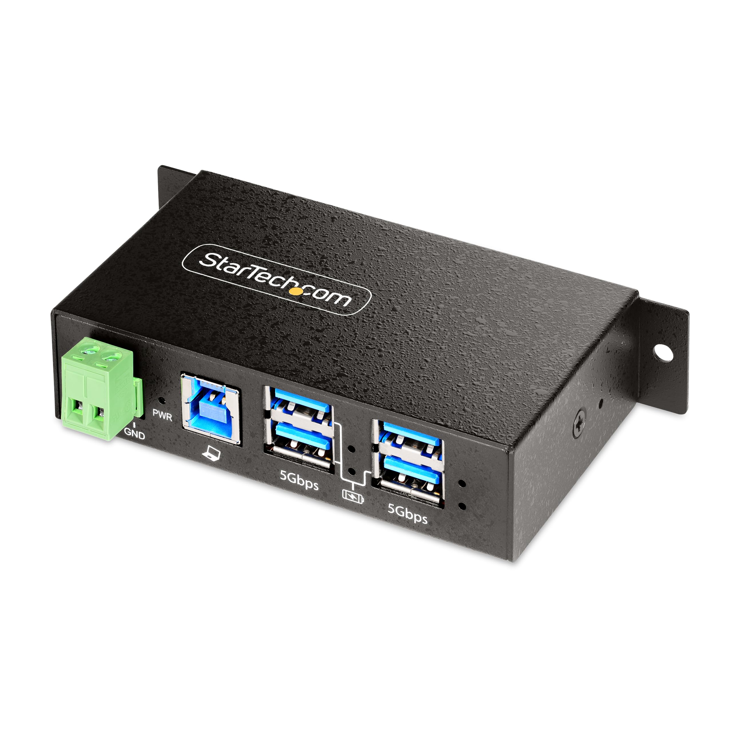 StarTech.com 4-Port Managed USB Hub with 4x USB-A, Heavy Duty with Metal Industrial Housing, ESD & Surge Protection, Wall/Desk/Din-Rail Mountable, USB 3.0/3.1/3.2 Gen 1 5Gbps (5G4AINDRM-USB-A-HUB