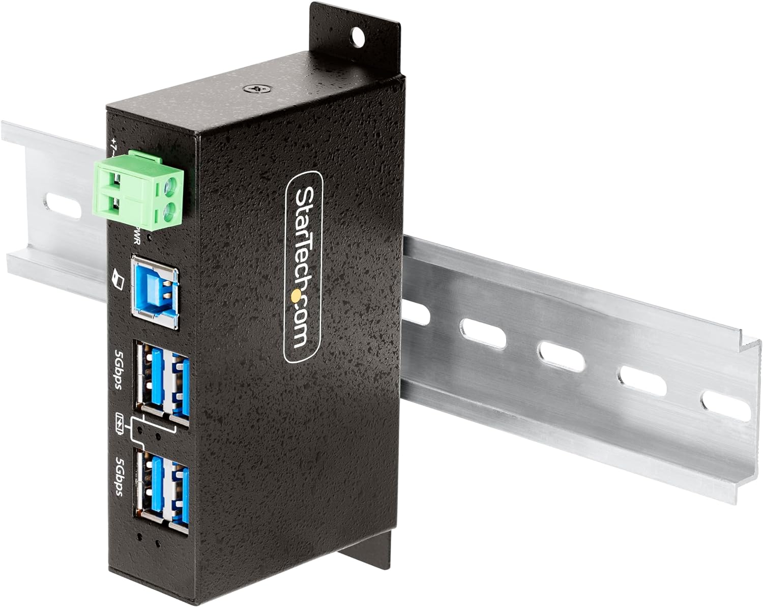 StarTech.com 4-Port Managed USB Hub with 4x USB-A, Heavy Duty with Metal Industrial Housing, ESD & Surge Protection, Wall/Desk/Din-Rail Mountable, USB 3.0/3.1/3.2 Gen 1 5Gbps (5G4AINDRM-USB-A-HUB