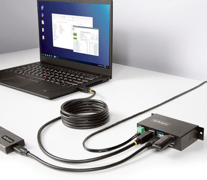 StarTech.com 4-Port Managed USB Hub with 4x USB-A, Heavy Duty with Metal Industrial Housing, ESD & Surge Protection, Wall/Desk/Din-Rail Mountable, USB 3.0/3.1/3.2 Gen 1 5Gbps (5G4AINDRM-USB-A-HUB