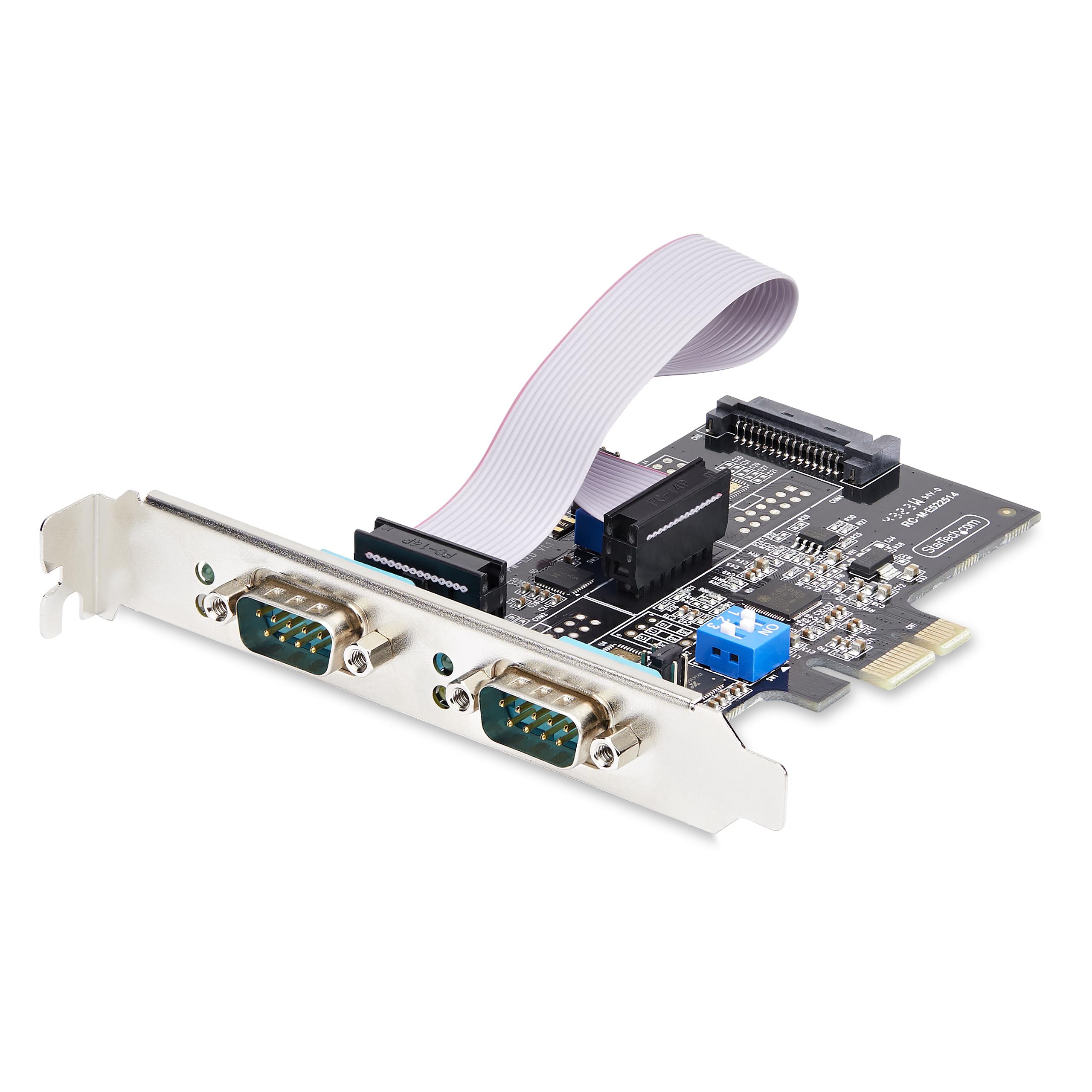 StarTech.com 2-Port Serial PCIe Card, Dual-Port PCI Express to RS232/RS422/RS485 DB9 Serial Card, Standard/Low-Profile Brackets, 16C1050 UART, ESD Protection, Windows/Linux (2S232422485-PC-CARD