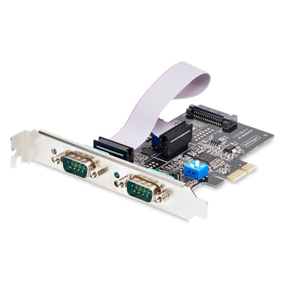 StarTech.com 2-Port Serial PCIe Card, Dual-Port PCI Express to RS232/RS422/RS485 DB9 Serial Card, Standard/Low-Profile Brackets, 16C1050 UART, ESD Protection, Windows/Linux (2S232422485-PC-CARD