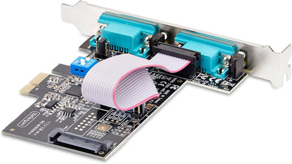 StarTech.com 2-Port Serial PCIe Card, Dual-Port PCI Express to RS232/RS422/RS485 DB9 Serial Card, Standard/Low-Profile Brackets, 16C1050 UART, ESD Protection, Windows/Linux (2S232422485-PC-CARD