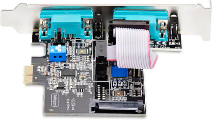 StarTech.com 2-Port Serial PCIe Card, Dual-Port PCI Express to RS232/RS422/RS485 DB9 Serial Card, Standard/Low-Profile Brackets, 16C1050 UART, ESD Protection, Windows/Linux (2S232422485-PC-CARD