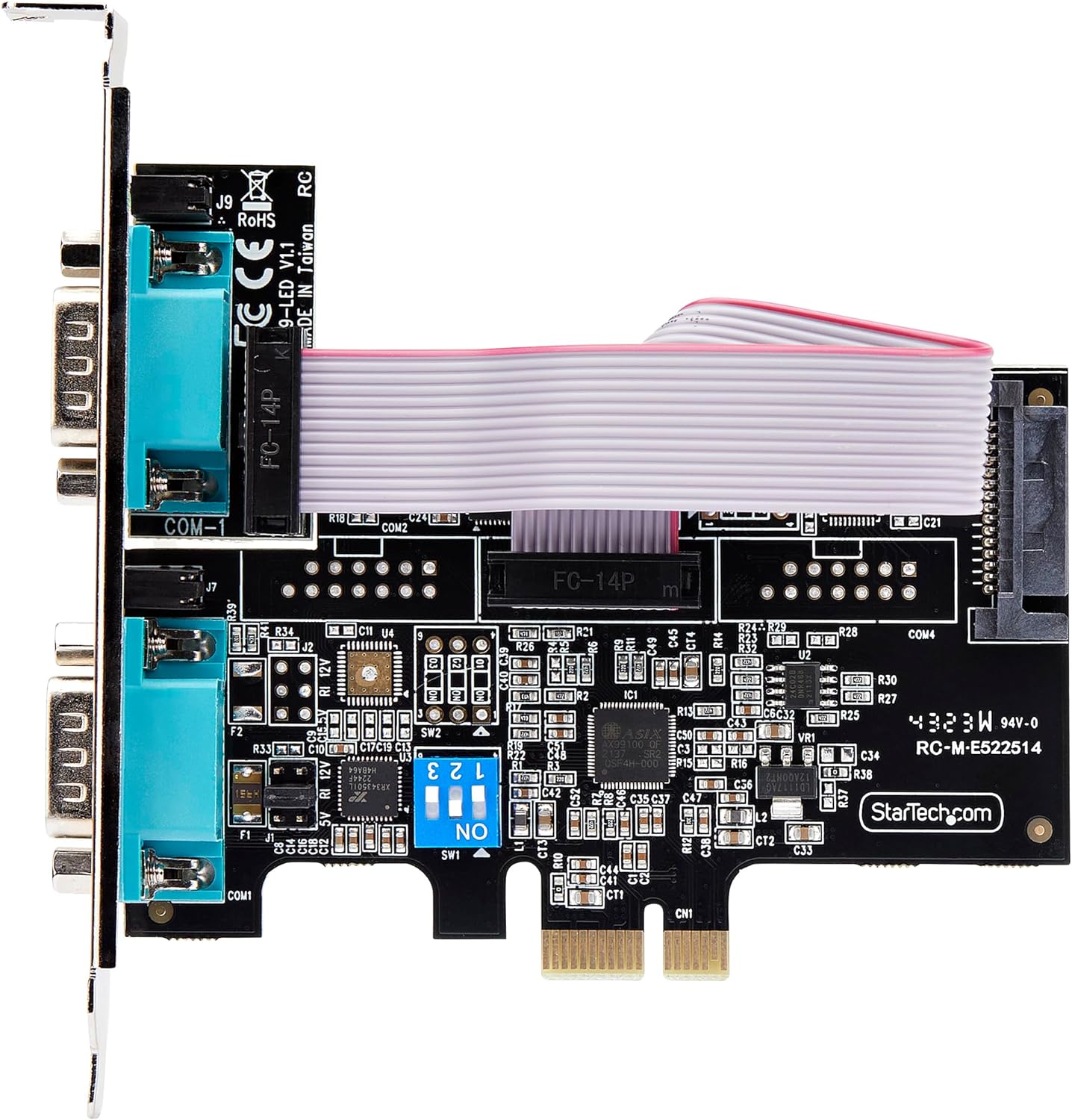 StarTech.com 2-Port Serial PCIe Card, Dual-Port PCI Express to RS232/RS422/RS485 DB9 Serial Card, Standard/Low-Profile Brackets, 16C1050 UART, ESD Protection, Windows/Linux (2S232422485-PC-CARD