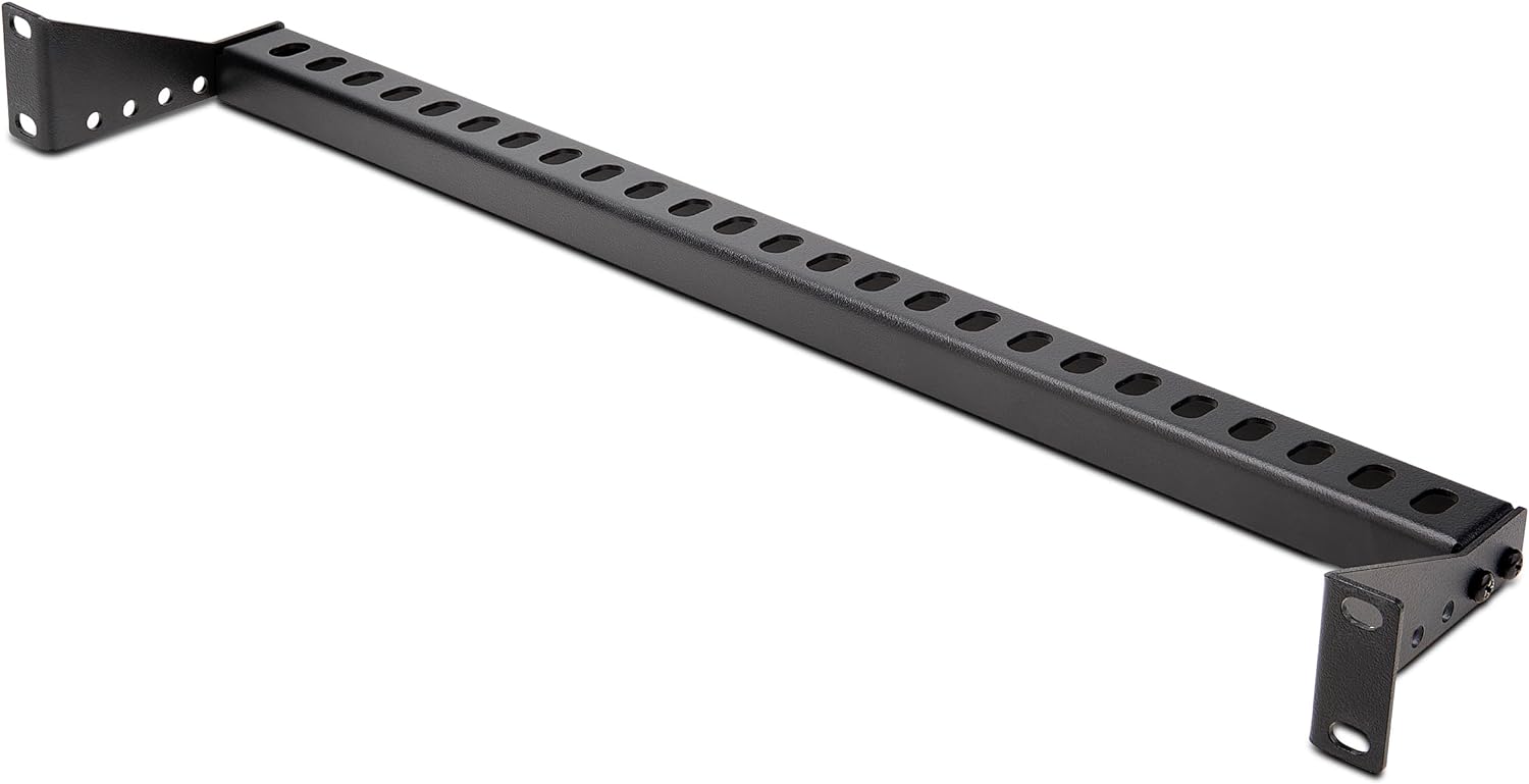 StarTech.com 1U Rack Mountable Cable Lacing Bar w/Adjustable Depth, Cable Support Guide For Organized 19" Racks/Cabinets, Horizontal Cable Guide For Patch Panels/Switches/PDUs (12S-CABLE-LACING-BAR
