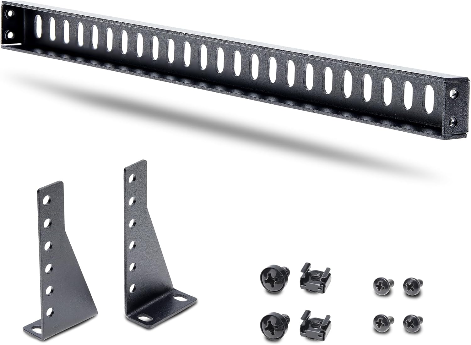 StarTech.com 1U Rack Mountable Cable Lacing Bar w/Adjustable Depth, Cable Support Guide For Organized 19" Racks/Cabinets, Horizontal Cable Guide For Patch Panels/Switches/PDUs (12S-CABLE-LACING-BAR