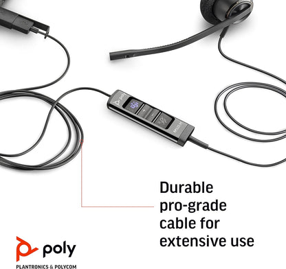 Plantronics Poly – EncorePro 525-M USB-A and USB-C USB headset () –– Acoustic Hearing Protection - Hold & Call Answer buttons – Optimized for Teams- Dual ear