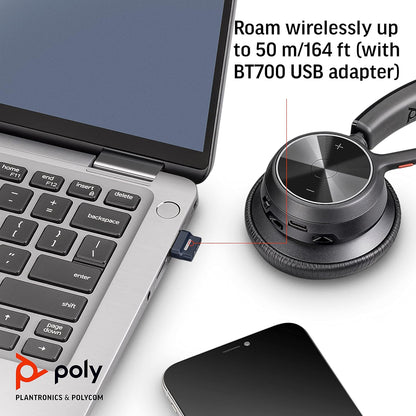 Poly - Voyager 4310 UC Wireless Headset + Charge Stand (Plantronics) - Single-Ear Headset w/ Mic - Connect to PC/Mac via USB-C Bluetooth Adapter, Cell Phone via Bluetooth -Works with Teams, Zoom &More