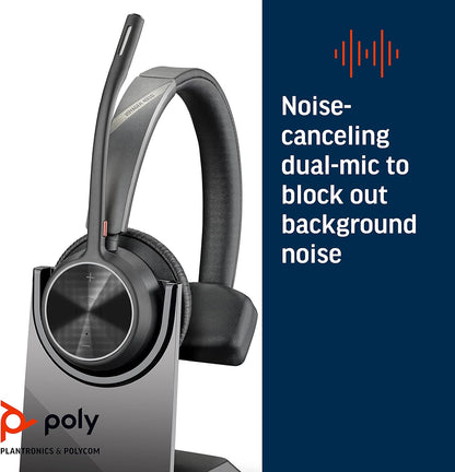 Poly - Voyager 4310 UC Wireless Headset + Charge Stand (Plantronics) - Single-Ear Headset w/ Mic - Connect to PC/Mac via USB-C Bluetooth Adapter, Cell Phone via Bluetooth -Works with Teams, Zoom &More