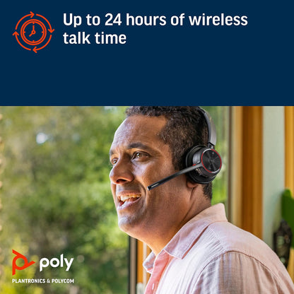 Poly - Voyager 4310 UC Wireless Headset + Charge Stand (Plantronics) - Single-Ear Headset w/ Mic - Connect to PC/Mac via USB-C Bluetooth Adapter, Cell Phone via Bluetooth -Works with Teams, Zoom &More
