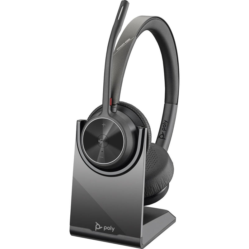Poly - Voyager 4320 UC Wireless Headset + Charge Stand (Plantronics) - Headphones with Boom Mic - Connect to PC/Mac via USB-A Bluetooth Adapter, Cell Phone via Bluetooth - Works with Teams, Zoom &More