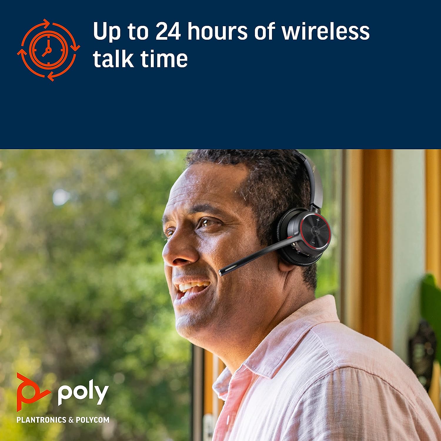 Poly - Voyager 4320 UC Wireless Headset + Charge Stand (Plantronics) - Headphones w/ Mic - Connect to PC/Mac via USB-A Bluetooth Adapter, Cell Phone via Bluetooth-Works w/ Teams (Certified), Zoom&More