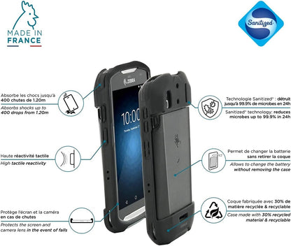 Mobilis Reinforced Case for Zebra Terminal TC51 TC52 TC56 TC57, Reinforced Protective Case Made in France Compatible with Zebra TC5X, Black