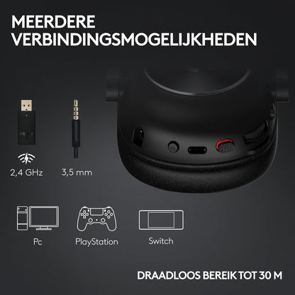 Logitech G PRO X 2 LIGHTSPEED Auriculares gaming inalámbricos, mic. brazo desmont., transductores grafeno 50mm, DTS:X 2.0-7.1 Surround, Bluetooth/USB/3.5mm Aux, PC, PS5, PS4, Nintendo Switch, Magenta