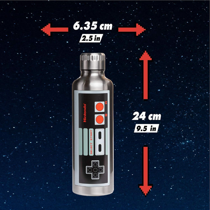 Paladone NES 500ml Stainless Steel Metal Water Bottle, Silver