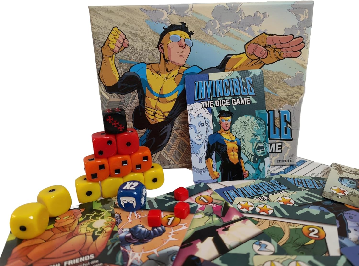 Mantic Games: Invincible: The Dice Game - Fast Paced Push Your Luck Dice Rolling Game, Comic Book Card & Dice Battle Game, Ages 10+, 2+ Players