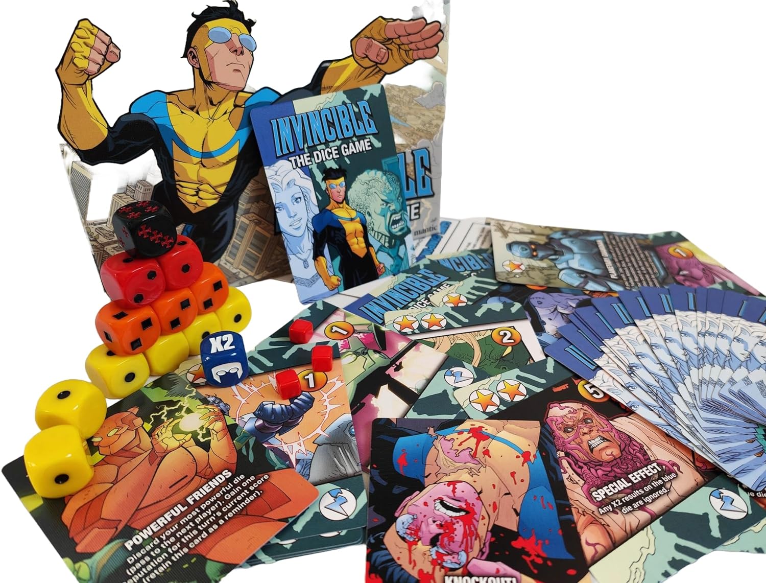 Mantic Games: Invincible: The Dice Game - Fast Paced Push Your Luck Dice Rolling Game, Comic Book Card & Dice Battle Game, Ages 10+, 2+ Players